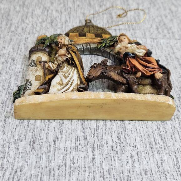 VTG Christmas Ornament Holy Family Flight From Egypt Nativity Resin Baby Jesus - Picture 11 of 16